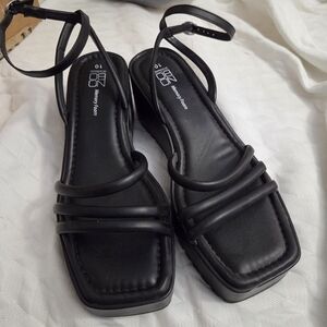 No Boundaries Black Strappy Sandals